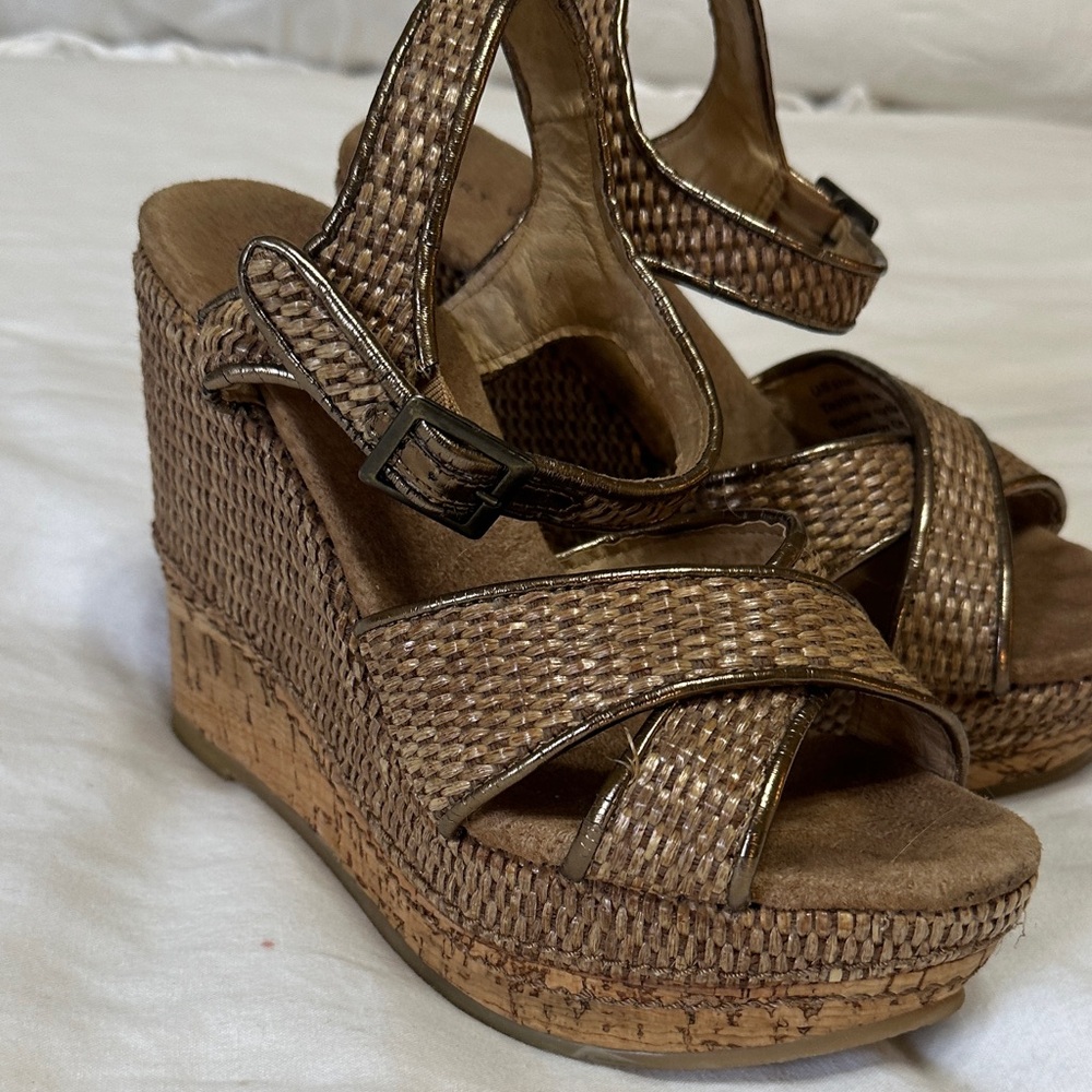 Very Volatile Tan Woven Wedges